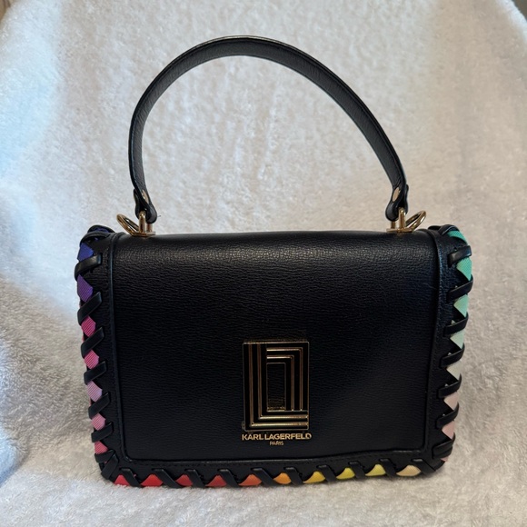 Karl Lagerfeld Handbags - Karl Lagerfeld Black Rainbow Trim Women's Bag Includes Crossbody - EUC